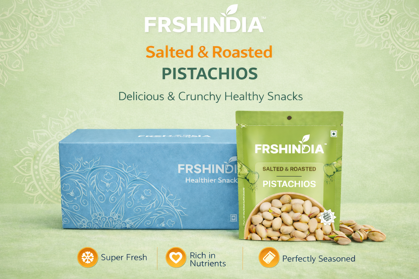 FRSHINDIA Salted & Roasted Pistachios MRP 20 (pack of 10)