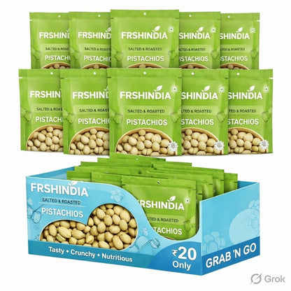 FRSHINDIA Salted & Roasted Pistachios MRP 20 (pack of 10)